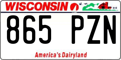WI license plate 865PZN