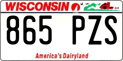 WI license plate 865PZS