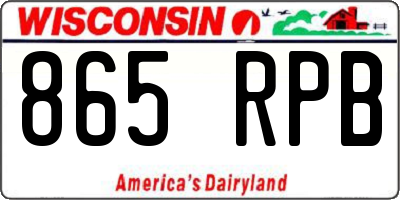 WI license plate 865RPB