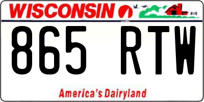 WI license plate 865RTW