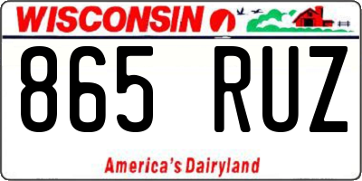 WI license plate 865RUZ