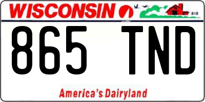 WI license plate 865TND