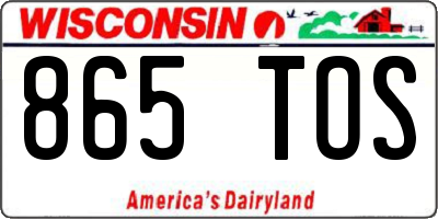 WI license plate 865TOS
