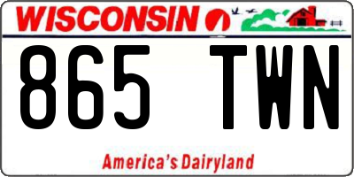 WI license plate 865TWN
