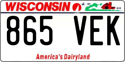 WI license plate 865VEK