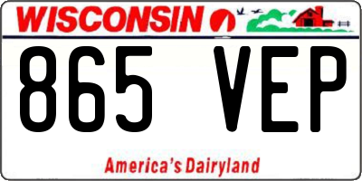 WI license plate 865VEP