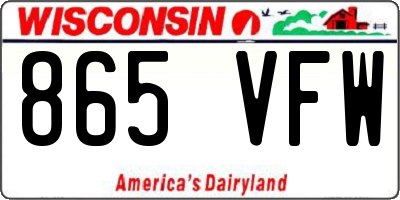 WI license plate 865VFW