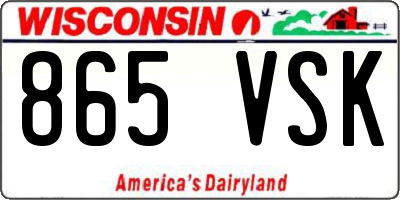 WI license plate 865VSK