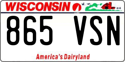 WI license plate 865VSN