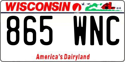 WI license plate 865WNC