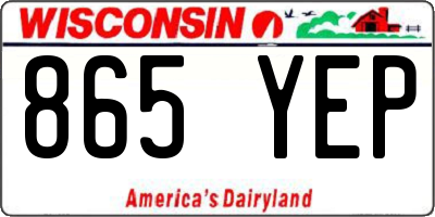 WI license plate 865YEP