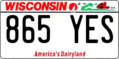 WI license plate 865YES