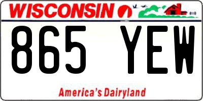 WI license plate 865YEW
