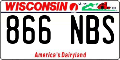 WI license plate 866NBS