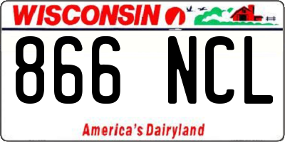 WI license plate 866NCL