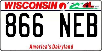 WI license plate 866NEB