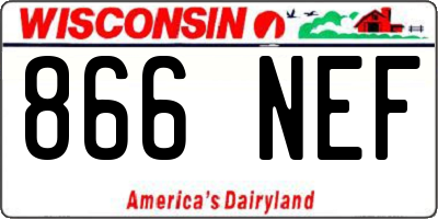 WI license plate 866NEF