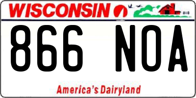 WI license plate 866NOA