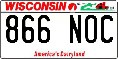 WI license plate 866NOC