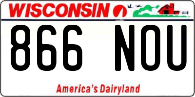WI license plate 866NOU