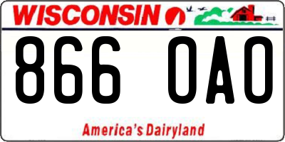 WI license plate 866OAO