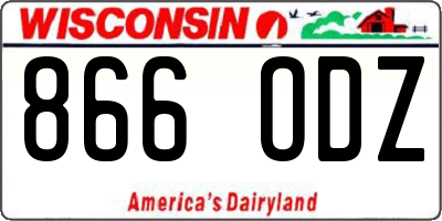 WI license plate 866ODZ