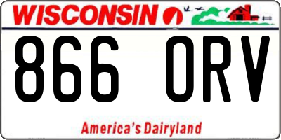 WI license plate 866ORV