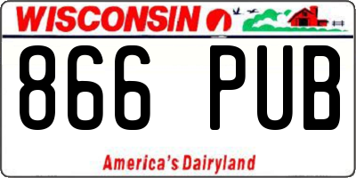 WI license plate 866PUB