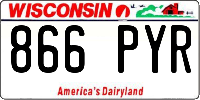 WI license plate 866PYR