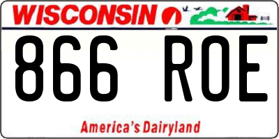 WI license plate 866ROE