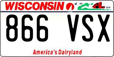 WI license plate 866VSX