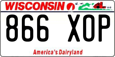 WI license plate 866XOP