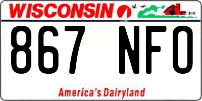 WI license plate 867NFO