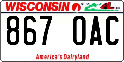 WI license plate 867OAC