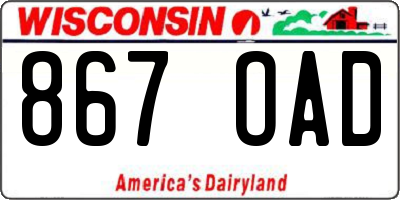 WI license plate 867OAD