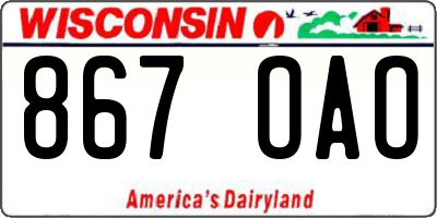 WI license plate 867OAO