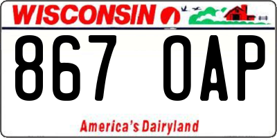 WI license plate 867OAP
