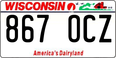 WI license plate 867OCZ