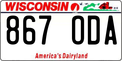 WI license plate 867ODA