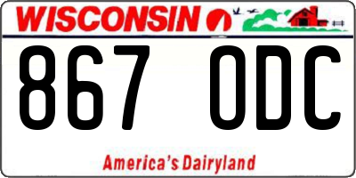 WI license plate 867ODC