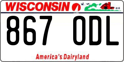 WI license plate 867ODL