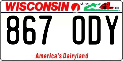 WI license plate 867ODY