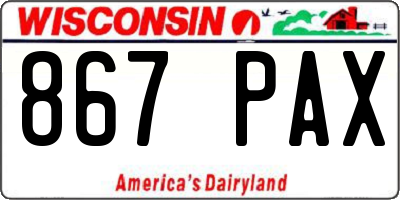 WI license plate 867PAX