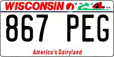 WI license plate 867PEG