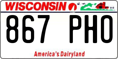 WI license plate 867PHO