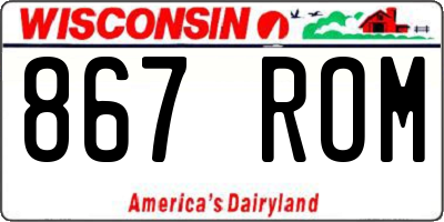 WI license plate 867ROM