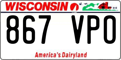 WI license plate 867VPO