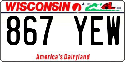 WI license plate 867YEW