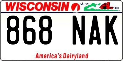 WI license plate 868NAK