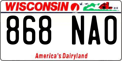 WI license plate 868NAO